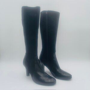 Indeed Manny Knee High Side Zip Black Leather Suede Women's Boots - Size 7